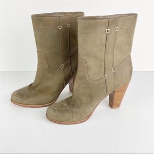 JOIE Leather Nubuck Mid Calf Boots 0live Geen